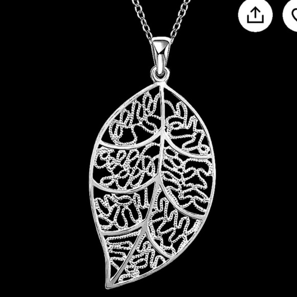 STERLING SILVER LEAF NECKLACE - Picture 4 of 11